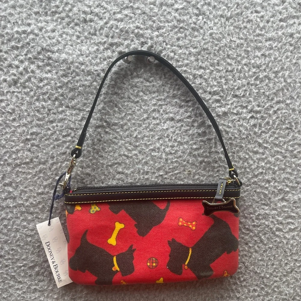 Dooney & Bourke Red Black Wristlet Scottie dogs COA - Picture 12 of 13